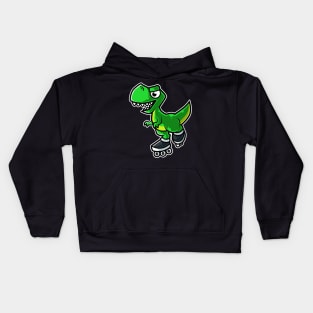 Dinosaur Tyrannosaurus Rex Retro Roller Skate graphic Kids Hoodie